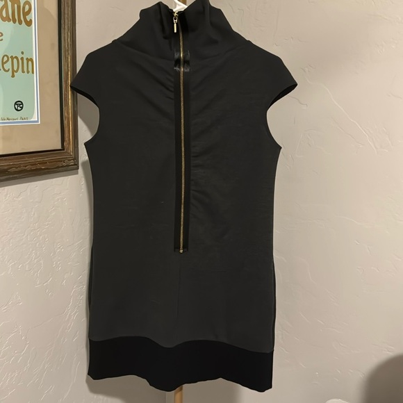 Express Gray Shift Dress Size Small Cowl Neck Cap Sleeves Zip Back Pockets - Picture 3 of 7